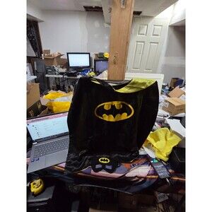 Kids Batman Costume Black & Gold Cape Mask Set DC Superhero Halloween